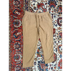 J.Jill Cotton Gauze Pants Camel Elastic Waist Coastal Grandma Lounge